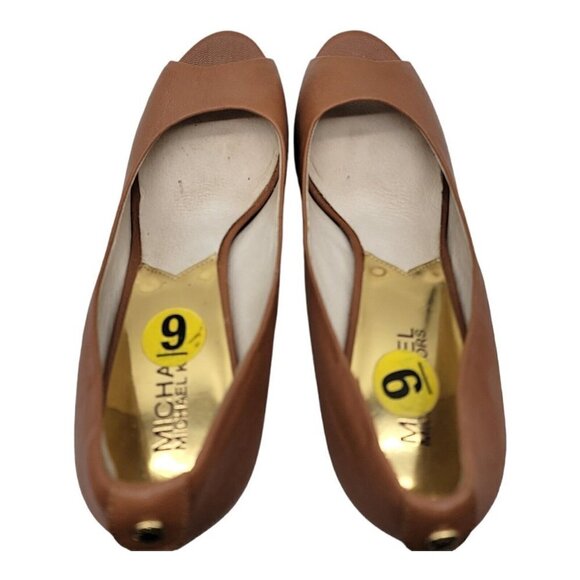 Michael Kors York Brown Leather Open Toe Platform Pumps Women's Size 9M* - Picture 4 of 7